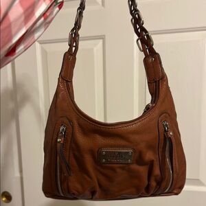Nicole Miller Brown Leather Shoulder Bag